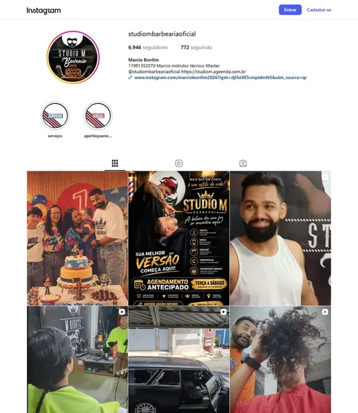 Prévia do Instagram de Studio M Barbearia